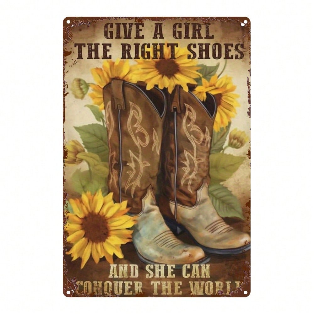 Metal Wall Art Sunflower Cowboy Boots Decor with Inspirational Quote Rustic Iron Sign for Living Room Bedroom 20x30cm
Metal Wall Art Sunflower Cowboy Boots Decor with Inspirational Quote Rustic Iron Sign for Living Room Bedroom 20x30cm