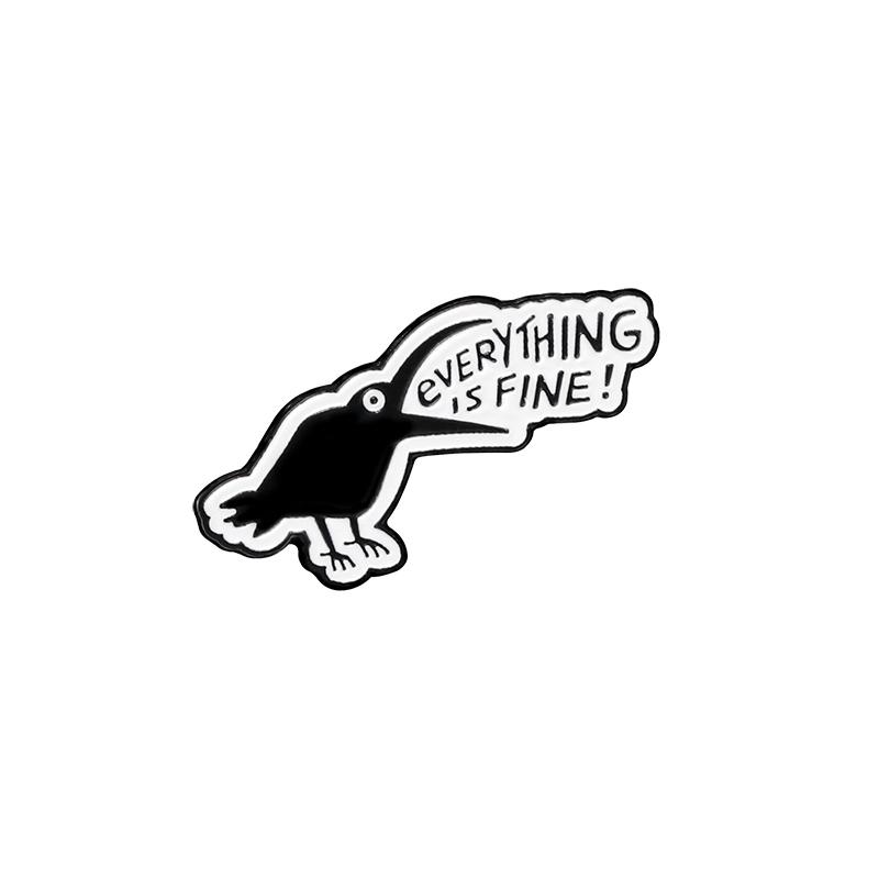 Personality Black Crow And Letter Design Brooches Everything Is Fine Bird Enamel Collar Pins
Personality Black Crow And Letter Design Brooches Everything Is Fine Bird Enamel Collar Pins