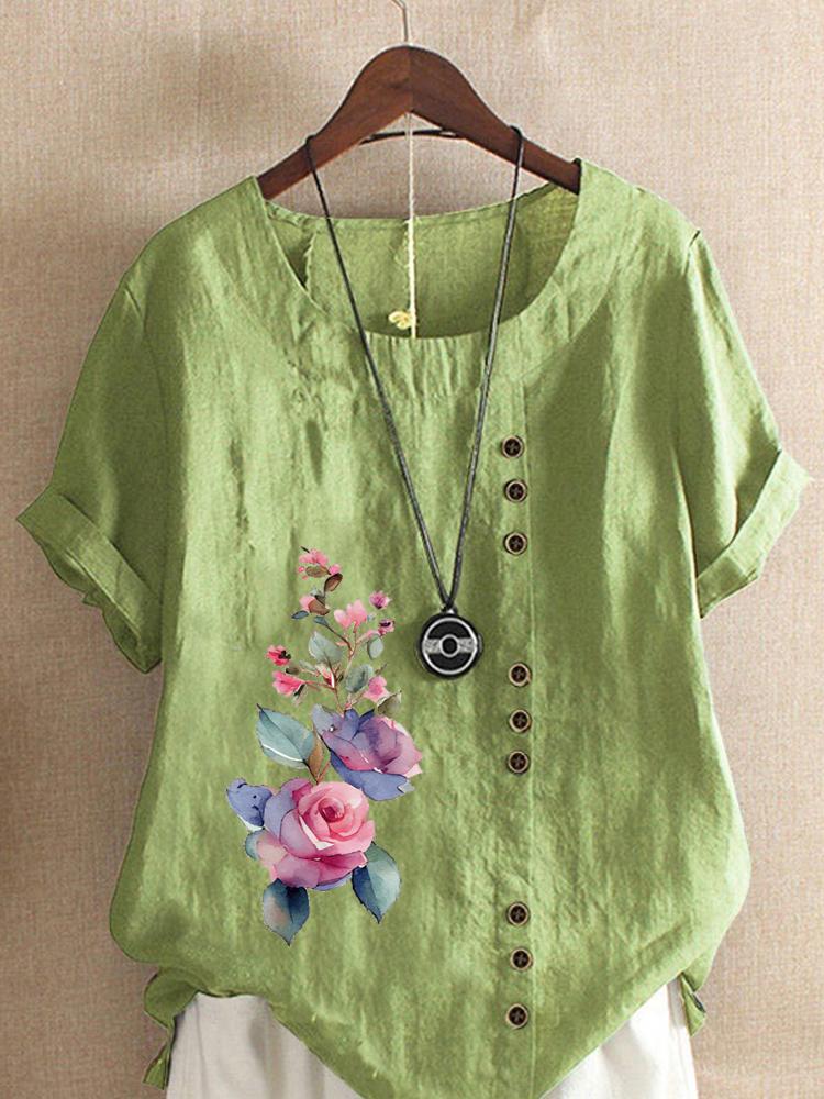 Women s Fashion Floral Print Round Neck Short Sleeve T-shirt Casual Cotton Linen Graphic Shirt Leisure Loose Summer Blouse Tops 5XL зелений
Women s Fashion Floral Print Round Neck Short Sleeve T-shirt Casual Cotton Linen Graphic Shirt Leisure Loose Summer Blouse Tops 5XL зелений