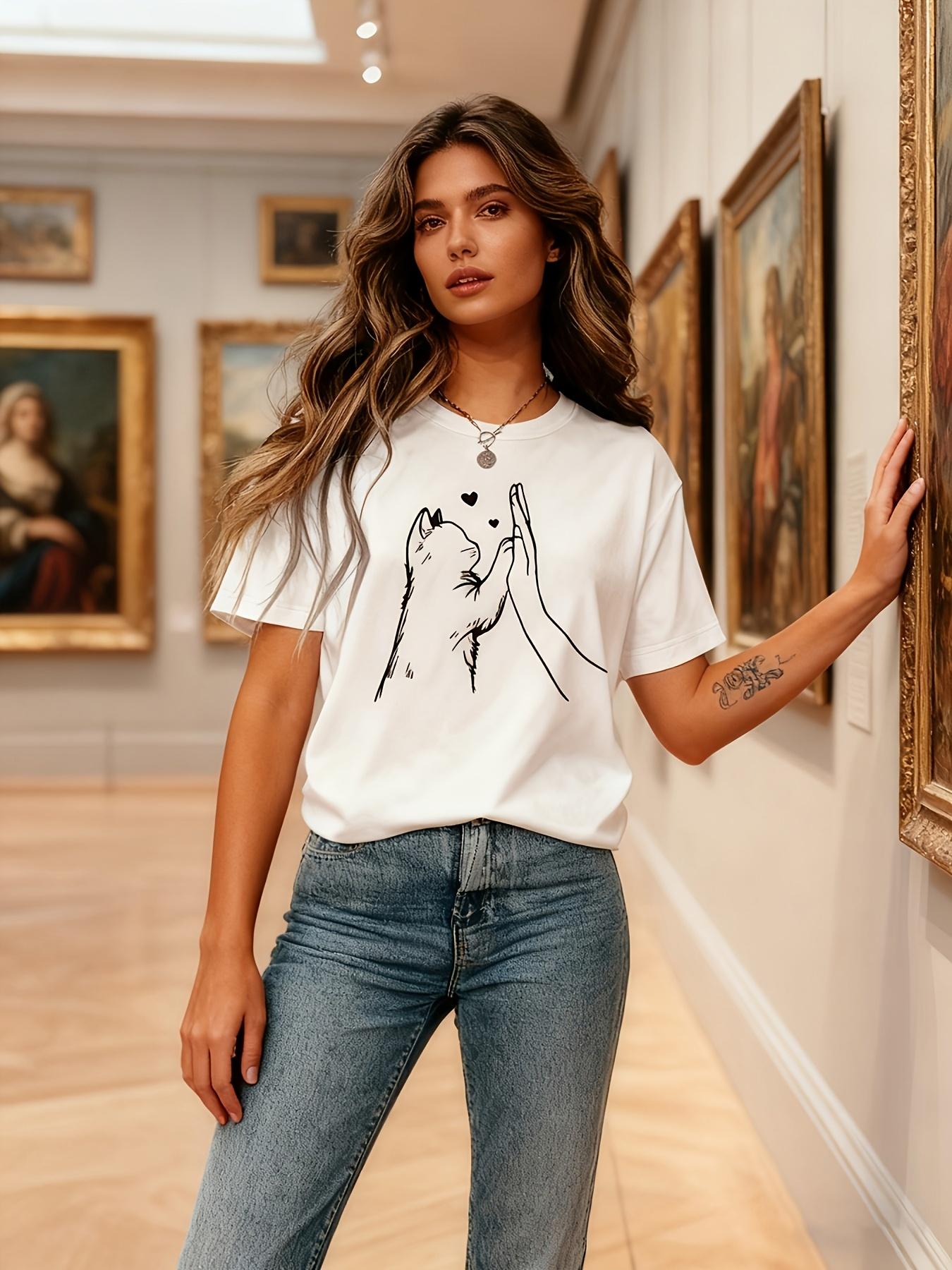 Cat & Hand Heart Line Art Graphic Tee: Oversized Short-Sleeve Casual Versatile Top XXL чорний
Cat & Hand Heart Line Art Graphic Tee: Oversized Short-Sleeve Casual Versatile Top XXL чорний