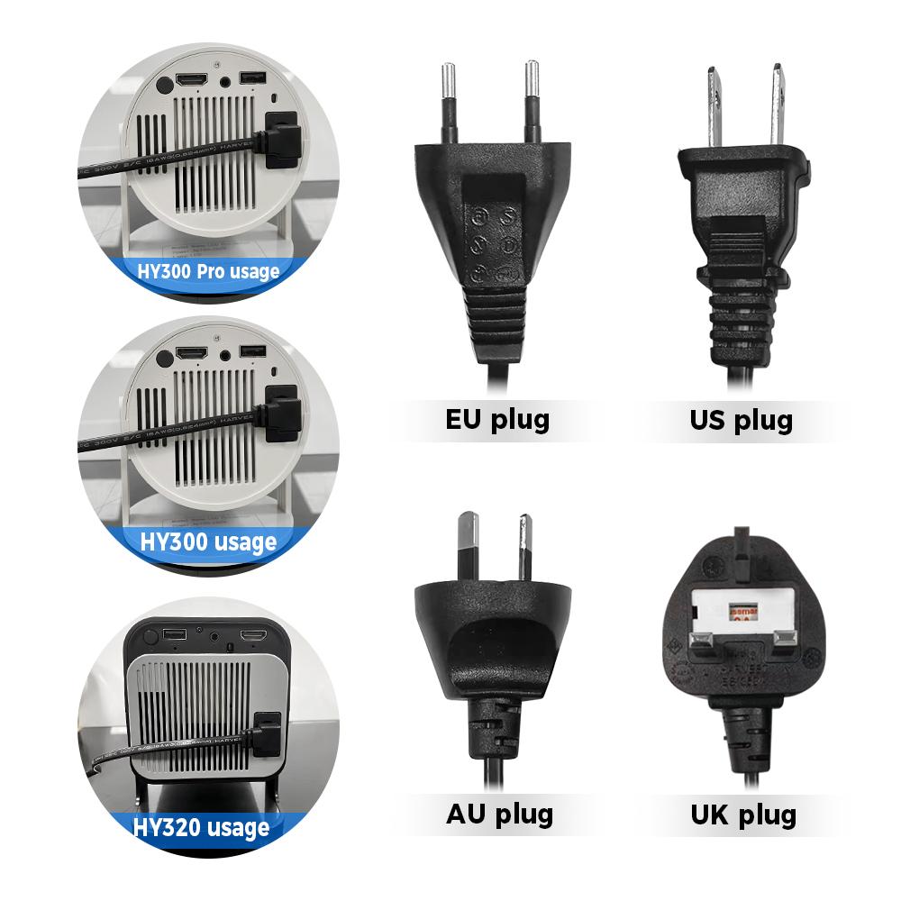 HY300/HY300 PRO/HY320/Hy320 Mini/P30 Projector Original power cord 1.2m AC Cable Charging Cable EU US AU UK Plug HY300 Plus
HY300/HY300 PRO/HY320/Hy320 Mini/P30 Projector Original power cord 1.2m AC Cable Charging Cable EU US AU UK Plug HY300 Plus