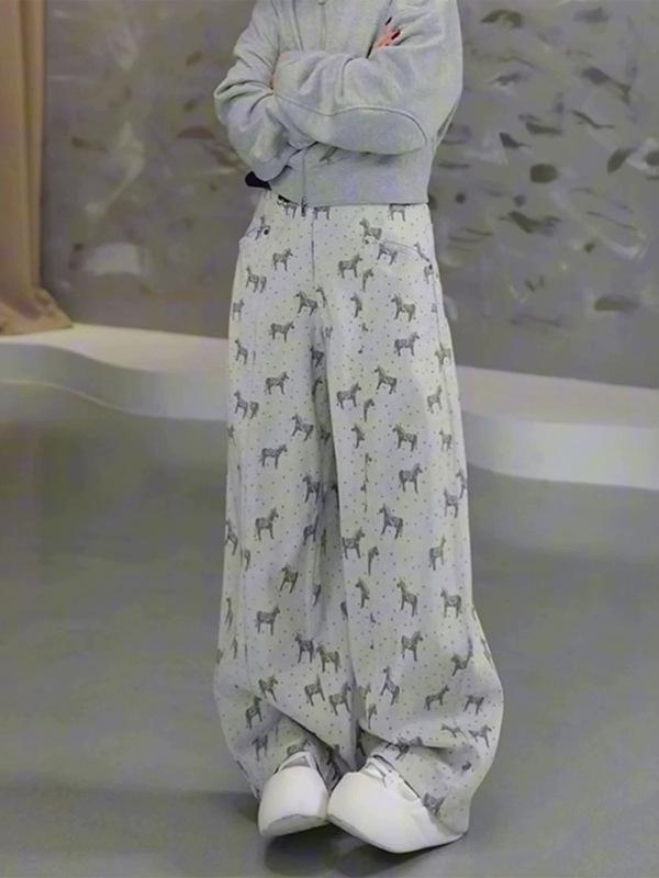Yapi Horse Print Wide-Leg Pants for Women - Spring 2026 Petite, Loose Fit, Slimming Straight-Leg. L 100-115 серый
Yapi Horse Print Wide-Leg Pants for Women - Spring 2026 Petite, Loose Fit, Slimming Straight-Leg. L 100-115 серый