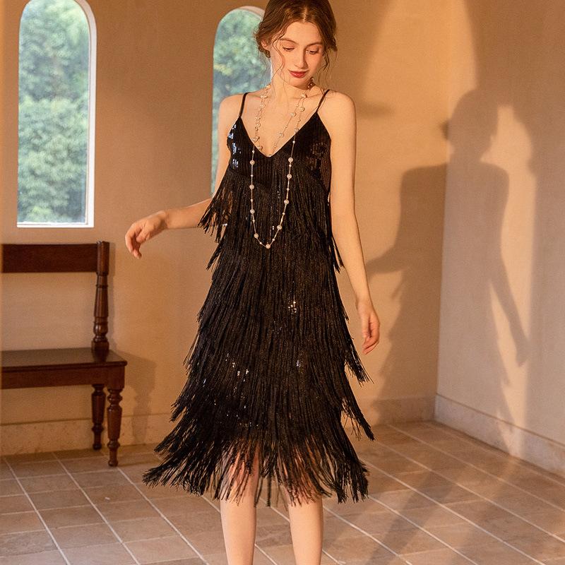 Dinner Party Wedding Bridesmaid Dress Pass Sexy Nightclub Black Sequins Tassel Dress Suspender XXL чорний
Dinner Party Wedding Bridesmaid Dress Pass Sexy Nightclub Black Sequins Tassel Dress Suspender XXL чорний