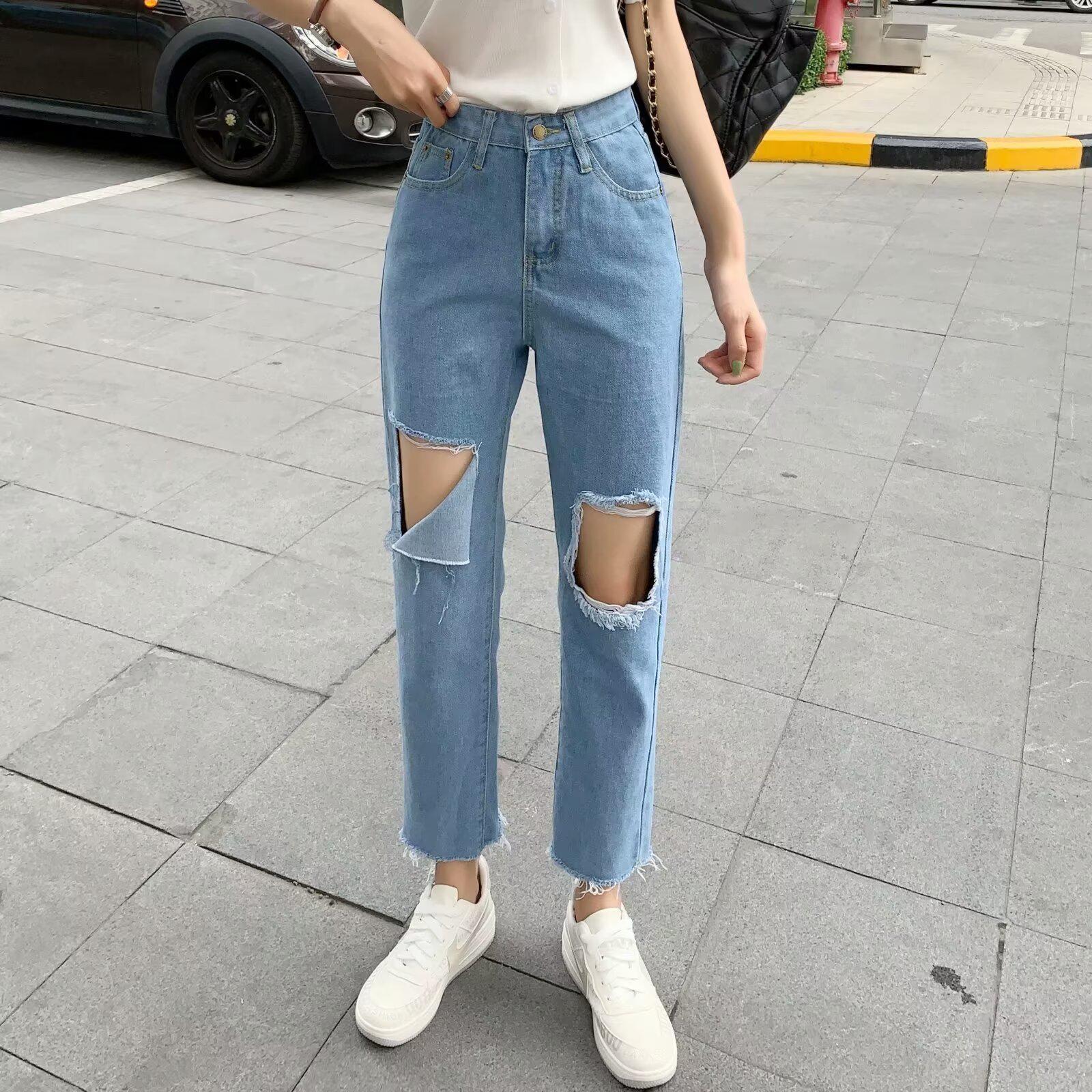 Женские джинсы с завышенной талией, облегающие, маленького размера, рваные - свободного прямого кроя, больших размеров, длиной 9/10, тонкие для весны и осени. L синий
Женские джинсы с завышенной талией, облегающие, маленького размера, рваные - свободного прямого кроя, больших размеров, длиной 9/10, тонкие для весны и осени. L синий