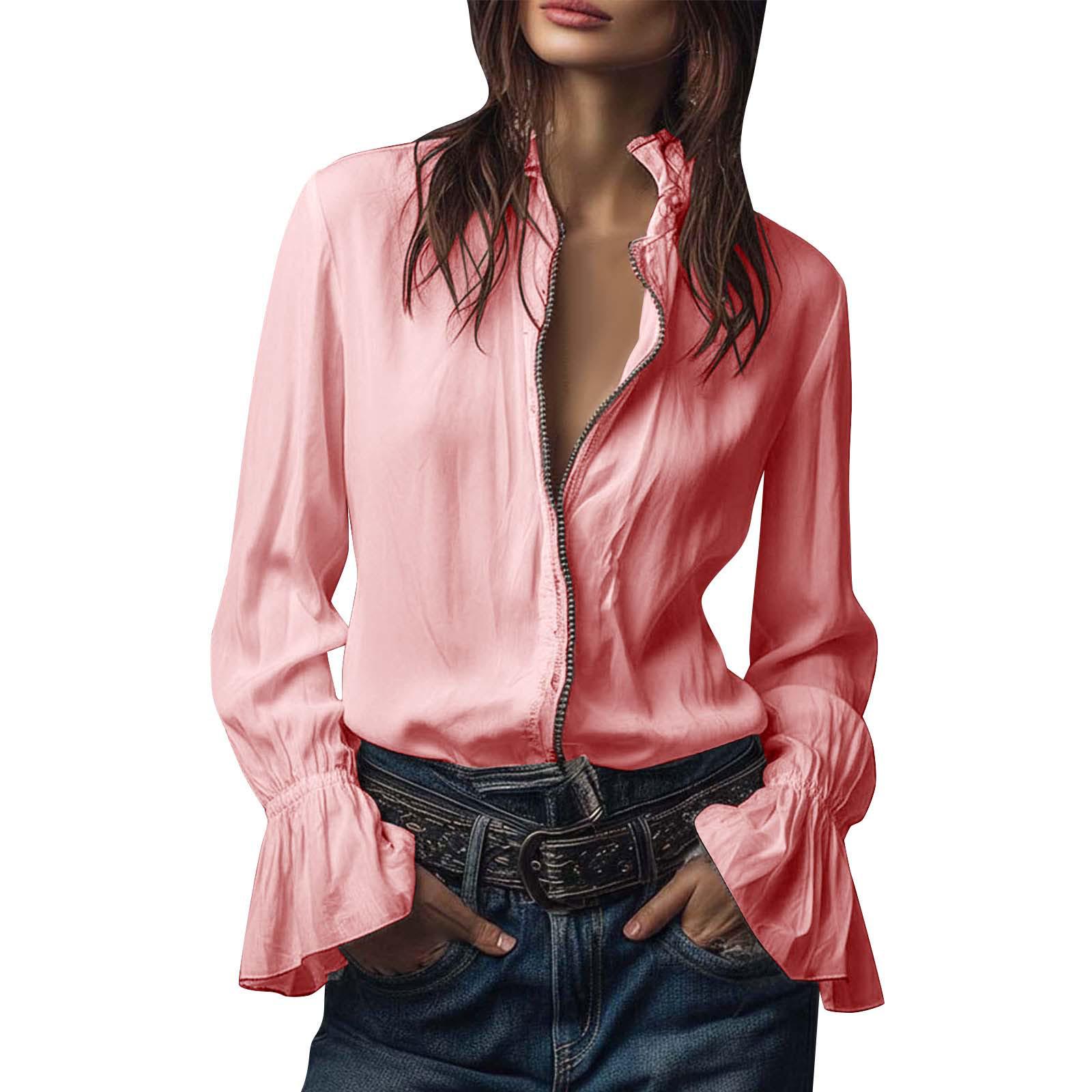 2026 Women s Lapel Long Sleeve Zipper Shirt with Ruffled Cuffs and Pleats S рожевий
2026 Women s Lapel Long Sleeve Zipper Shirt with Ruffled Cuffs and Pleats S рожевий