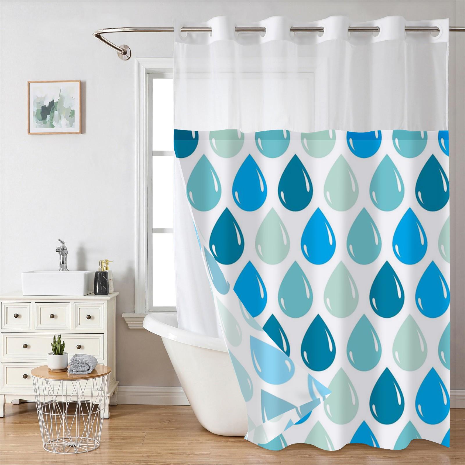 No Hook Water Drop Pattern Shower Curtain With Snap-In Fabric Liner, Sheer Top Window, Waterproof Double Layer Bathtub Curtain 180X188cm синий
No Hook Water Drop Pattern Shower Curtain With Snap-In Fabric Liner, Sheer Top Window, Waterproof Double Layer Bathtub Curtain 180X188cm синий