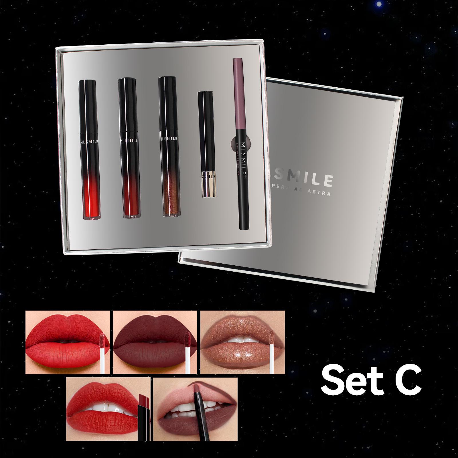 MLSMILE Cross-border Silver Lip Glaze Gift Set: Non-Stick Lipstick & Lip Liner 5-piece Collection 5-piece Set
MLSMILE Cross-border Silver Lip Glaze Gift Set: Non-Stick Lipstick & Lip Liner 5-piece Collection 5-piece Set