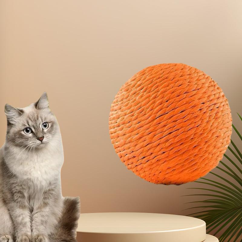 Очень большой сизалевый мяч игрушка для кошек - Прочный, устойчивый к царапинам и укусам, звучащая дразнилка на палочке для самостоятельной игры и избавления от скуки