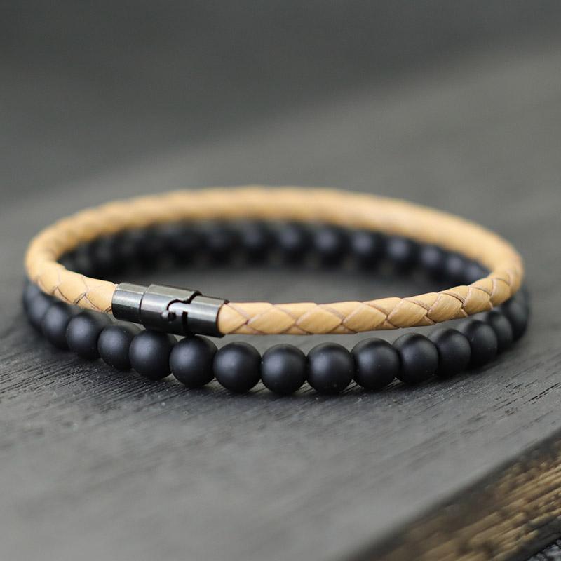 Noter 2Pcs Men Bracelet Set 4mm Genuine Leather Braclet Homme 6mm Black Onyx Stone Beaded Braslet Paired Matching Brazalete Gift хаки
Noter 2Pcs Men Bracelet Set 4mm Genuine Leather Braclet Homme 6mm Black Onyx Stone Beaded Braslet Paired Matching Brazalete Gift хаки