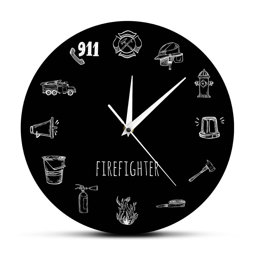 Инструменты пожарного, черные круглые современные настенные часы, пожарное оборудование, ручной рисунок, декоративные настенные часы, настенное искусство пожарной охраны 
Инструменты пожарного, черные круглые современные настенные часы, пожарное оборудование, ручной рисунок, декоративные настенные часы, настенное искусство пожарной охраны