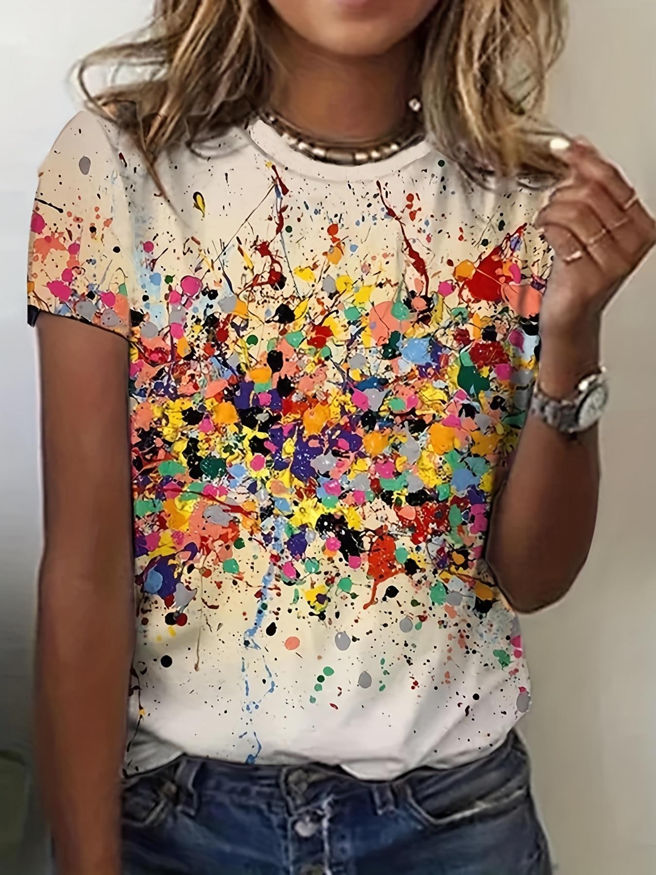 Women s Tee - Colorful Paint Splatter Graphic, Vibrant Abstract Art Design for Casual Daily Wear S
Women s Tee - Colorful Paint Splatter Graphic, Vibrant Abstract Art Design for Casual Daily Wear S