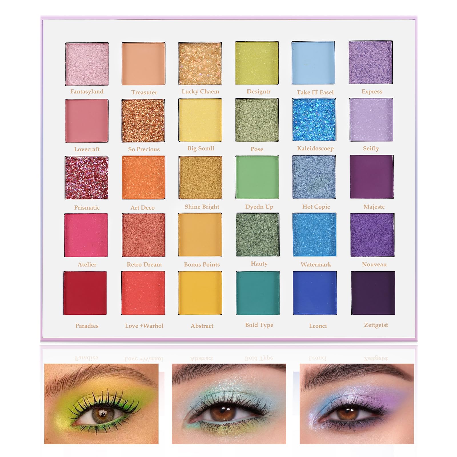 Boobeen 30 Colorful Eyeshadow Rainbow Matte Shimmer Eyeshadow Powder Vibrant Color Face Powder Makeup for Stage Costumes Palette, & Set,
Boobeen 30 Colorful Eyeshadow Rainbow Matte Shimmer Eyeshadow Powder Vibrant Color Face Powder Makeup for Stage Costumes Palette, & Set,