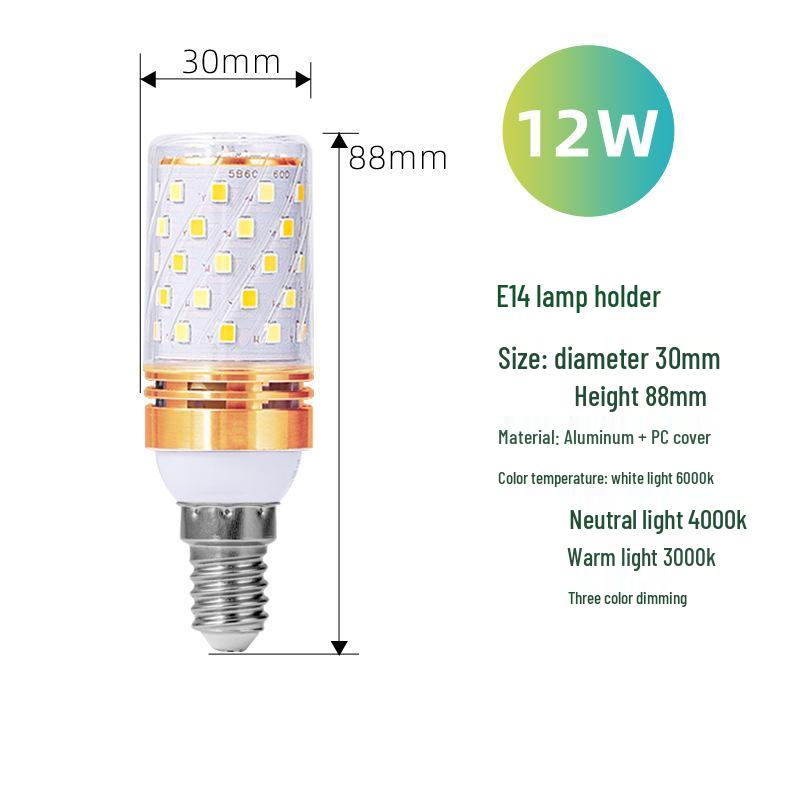 Светодиодная энергосберегающая лампа Qiang: E27/E14/B22, Белый/Теплый/Трехцветный, Бытовая кукурузная лампа Gold E14-12W
Светодиодная энергосберегающая лампа Qiang: E27/E14/B22, Белый/Теплый/Трехцветный, Бытовая кукурузная лампа Gold E14-12W