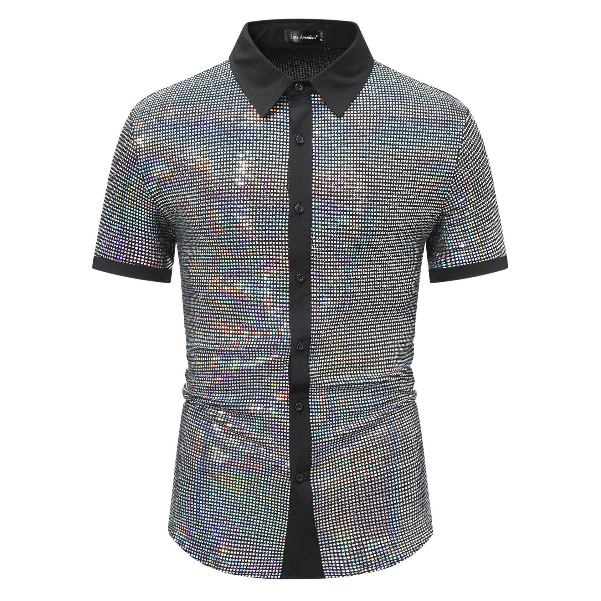 Men s Summer Shiny Patchwork Color Short Sleeve Shirt YC10 Double Extra Large
Men s Summer Shiny Patchwork Color Short Sleeve Shirt YC10 Double Extra Large