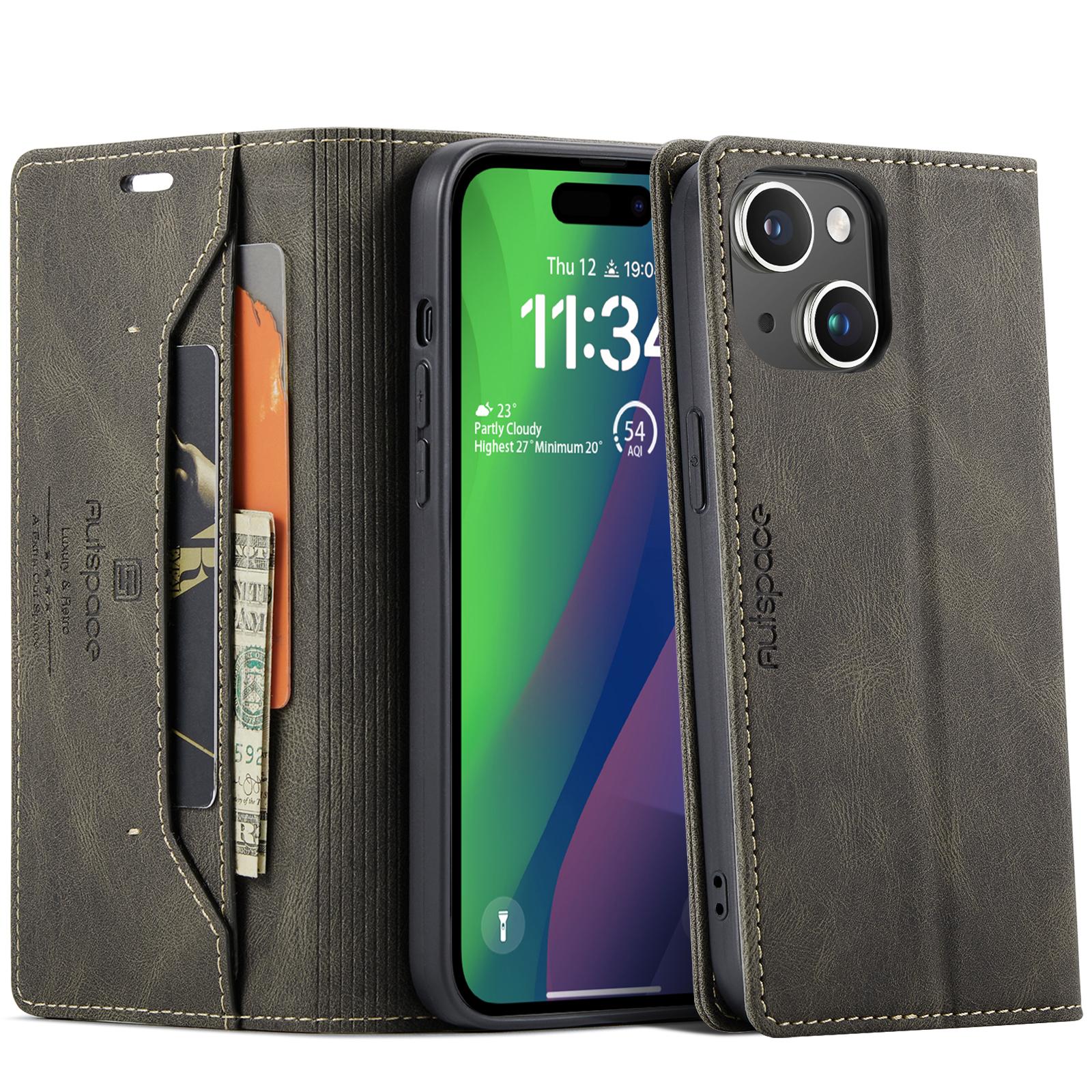 Wallet Case For iPhone 15 AUTSPACE A01 Leather Stand Cover with RFID Blocking Card Holder C
Wallet Case For iPhone 15 AUTSPACE A01 Leather Stand Cover with RFID Blocking Card Holder C
