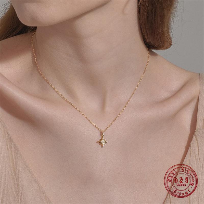 925 Sterling Silver Plated 14K Gold Simple Inlay Zircon Stars Pendant Necklace for Women High Quality Temperament Jewelry Silver
925 Sterling Silver Plated 14K Gold Simple Inlay Zircon Stars Pendant Necklace for Women High Quality Temperament Jewelry Silver