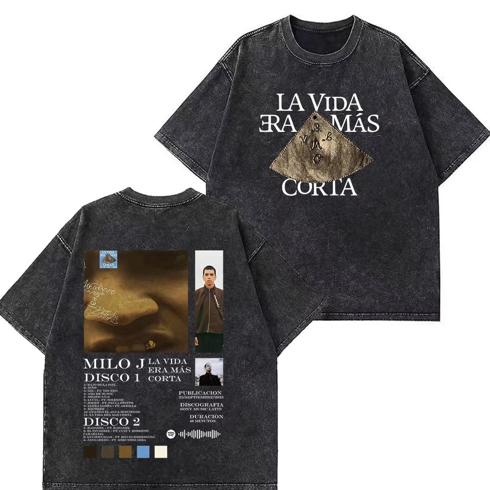 Rapper Milo J La Vida Era Mas Corta Washed Vintage T Shirt Mens Women Fashion Hip Hop Cotton High Quality Loose Casual Tshirts M
Rapper Milo J La Vida Era Mas Corta Washed Vintage T Shirt Mens Women Fashion Hip Hop Cotton High Quality Loose Casual Tshirts M