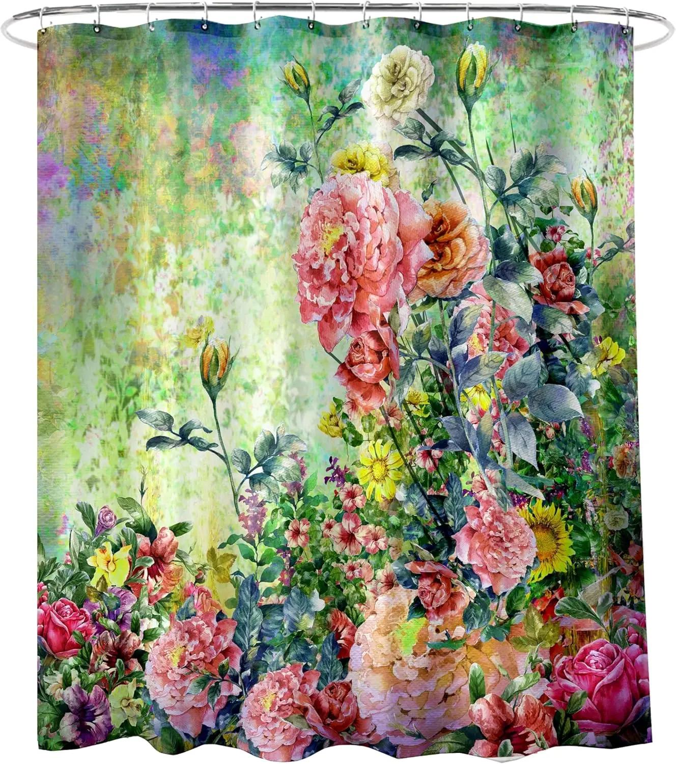 Floral Shower Curtain 180X 180Cm Vibrant Flowers Flowering Green Bathroom Decoration Waterproof Shower Curtain With 12 Hooks W60H190(CM)-1 Pcs
Floral Shower Curtain 180X 180Cm Vibrant Flowers Flowering Green Bathroom Decoration Waterproof Shower Curtain With 12 Hooks W60H190(CM)-1 Pcs