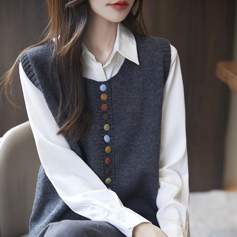 Spring Autumn Knitted Blend Vest: New Design Sleeveless Cardigan with Colorful Buttons M (95-130 jin)
Spring Autumn Knitted Blend Vest: New Design Sleeveless Cardigan with Colorful Buttons M (95-130 jin)