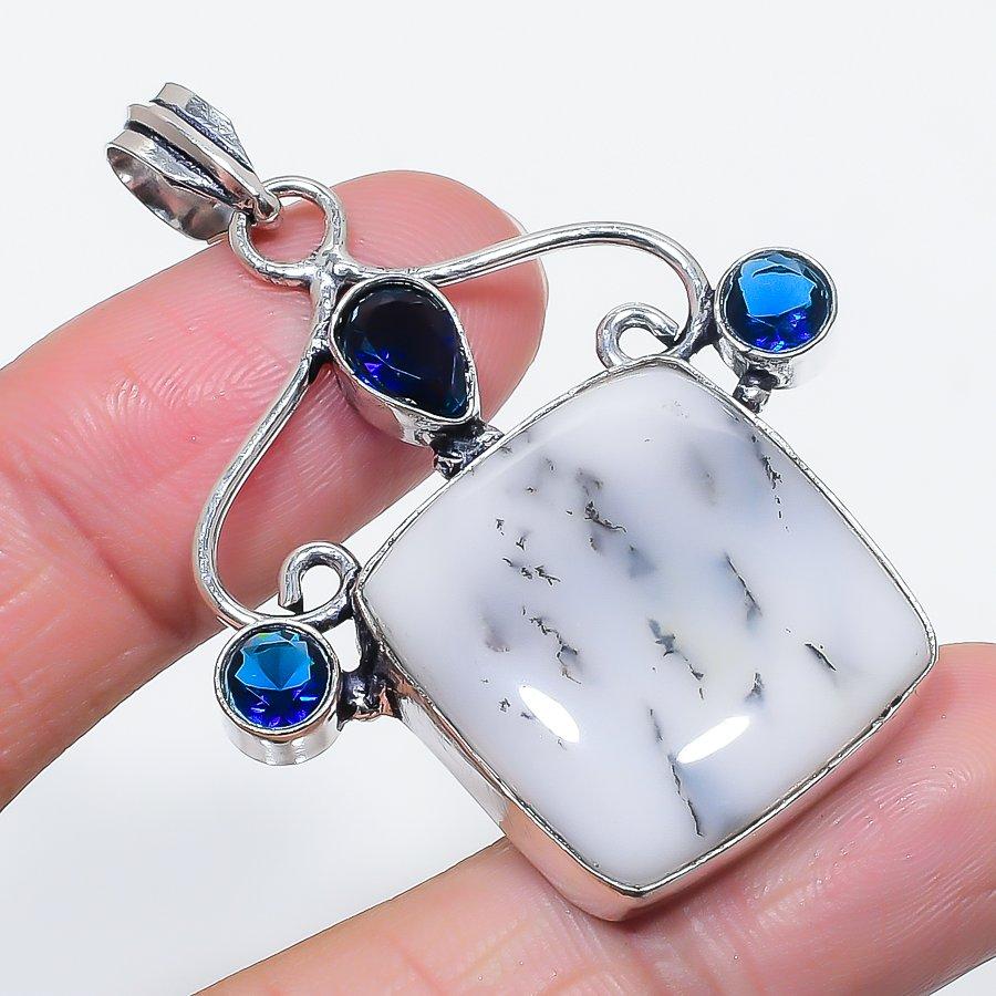 Natural Dendrite Opal, Topaz 925 Sterling Silver Jewelry Pendant 2.21 R1U81
Natural Dendrite Opal, Topaz 925 Sterling Silver Jewelry Pendant 2.21 R1U81