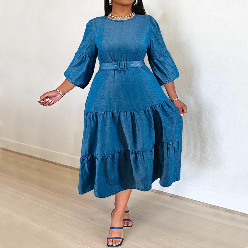 Elegant Woman Plus Size Dresses with Belt Ladies Round Neck Loose Soft Denim Dress Summer Casual Light Blue Dress 5XL синій
Elegant Woman Plus Size Dresses with Belt Ladies Round Neck Loose Soft Denim Dress Summer Casual Light Blue Dress 5XL синій