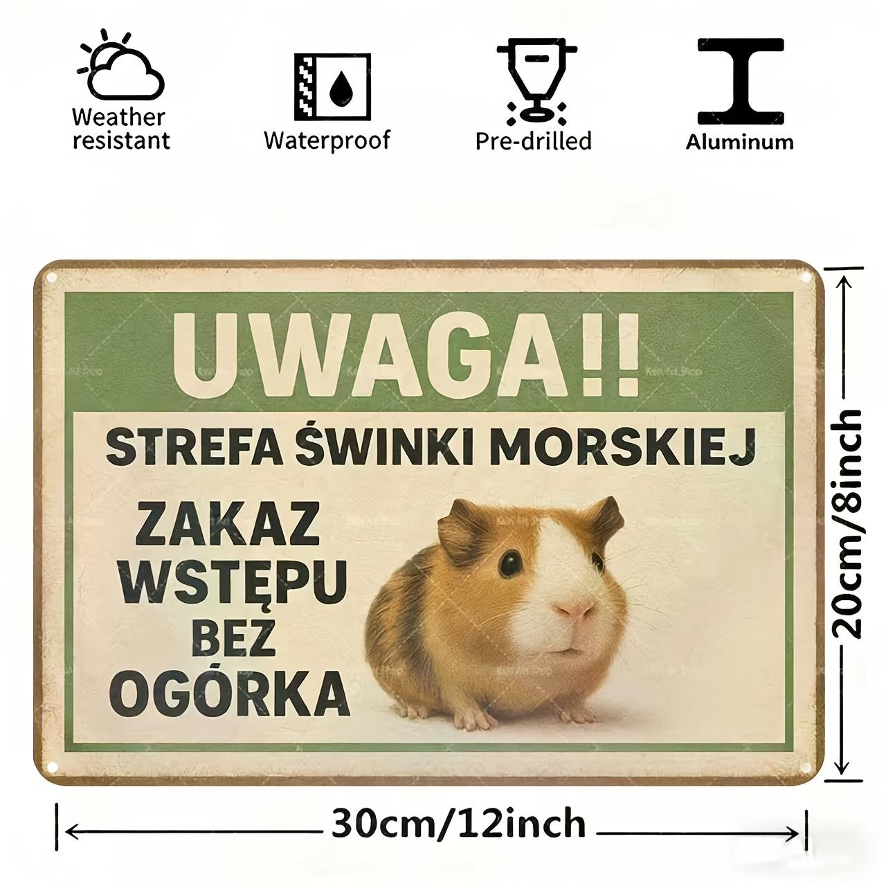 Funny Guinea Pig Warning Metal Sign x Inches Cute Pet Image with No Cucumbers Allowed Text Perfect for Pet Area 20x30cm(7.8x11.8inch)
Funny Guinea Pig Warning Metal Sign x Inches Cute Pet Image with No Cucumbers Allowed Text Perfect for Pet Area 20x30cm(7.8x11.8inch)