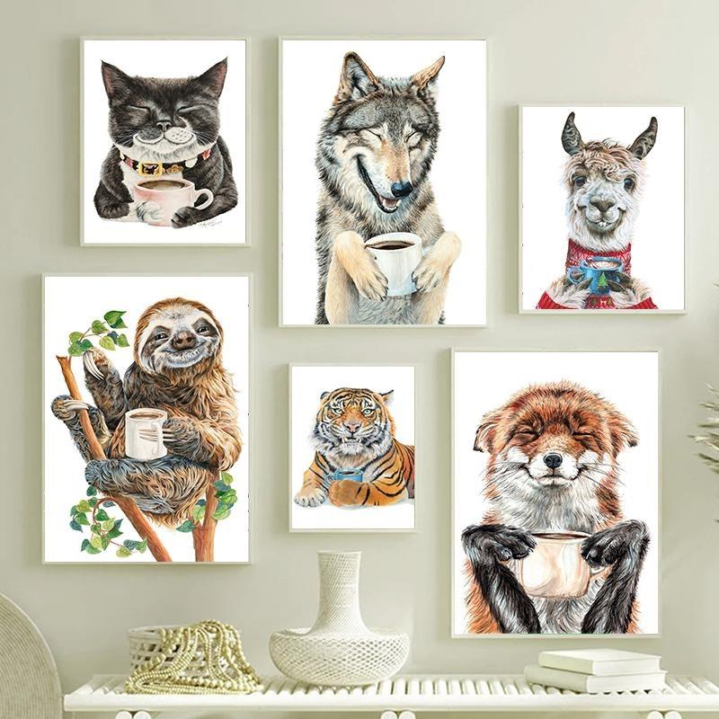 Смешное животное, тигр, сова, собака, кошка пьют кофе, постер, холст, картина, лама, латте, кофе, художественная роспись для украшения кафе 21*30cm No Frame
Смешное животное, тигр, сова, собака, кошка пьют кофе, постер, холст, картина, лама, латте, кофе, художественная роспись для украшения кафе 21*30cm No Frame