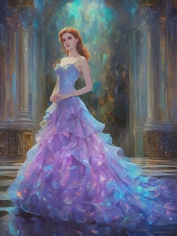 Алмазная картина, новая коллекция 2024, красивая женщина, вечернее платье, сделай сам, полная квадратная круглая дрель, стразы, вышивка, мозаика для девочек, наборы для вышивки крестом Round drill 40x50cm