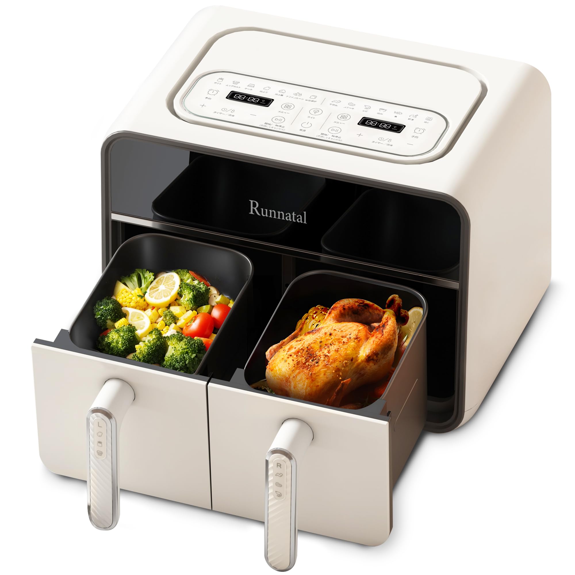Runnatal Air Fryer 8L Большая емкость электрическая фритюрница для людей Видимое окно сенсорная панель для домашнего использования с 2 отдельными корзинами для жарки 14 Приготовление пищи
Runnatal Air Fryer 8L Большая емкость электрическая фритюрница для людей Видимое окно сенсорная панель для домашнего использования с 2 отдельными корзинами для жарки 14 Приготовление пищи