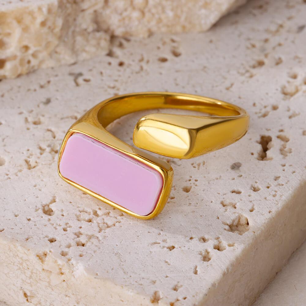 Luxury Pink Stainless Steel Ring for Women Open Wide Finger Ring New Trendy Party Waterproof Jewelry Wedding Accessories Gifts open&18K gold
Luxury Pink Stainless Steel Ring for Women Open Wide Finger Ring New Trendy Party Waterproof Jewelry Wedding Accessories Gifts open&18K gold