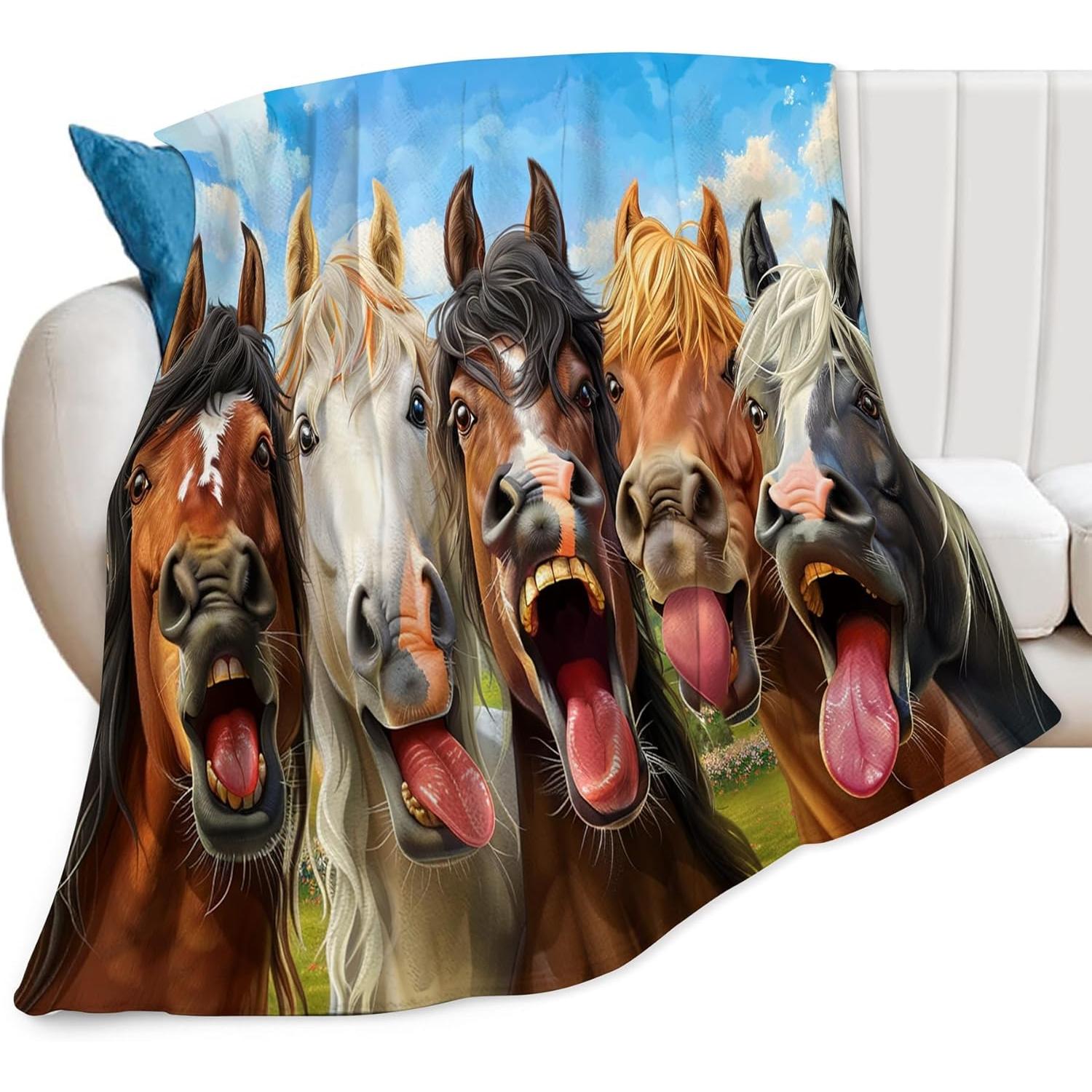 Funny Horses Blanket Horse Throw Blanket Horse Gifts and Decor Funny Animal Blanket for Girls Women Men Boys Soft Warm Cozy Flee 75x90cm
Funny Horses Blanket Horse Throw Blanket Horse Gifts and Decor Funny Animal Blanket for Girls Women Men Boys Soft Warm Cozy Flee 75x90cm