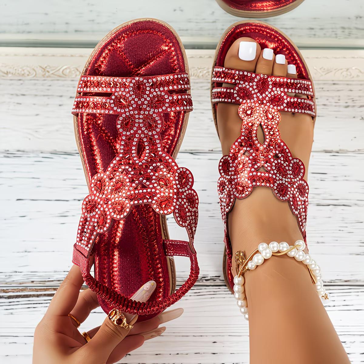 Women S Floral Rhinestone Flat Sandals, Bohemian Style Open-Toe Elastic Outdoor Vacation Slip-On Sandals, Summer Comfortable Beach Sandals Women Shoes 36 красный
Women S Floral Rhinestone Flat Sandals, Bohemian Style Open-Toe Elastic Outdoor Vacation Slip-On Sandals, Summer Comfortable Beach Sandals Women Shoes 36 красный