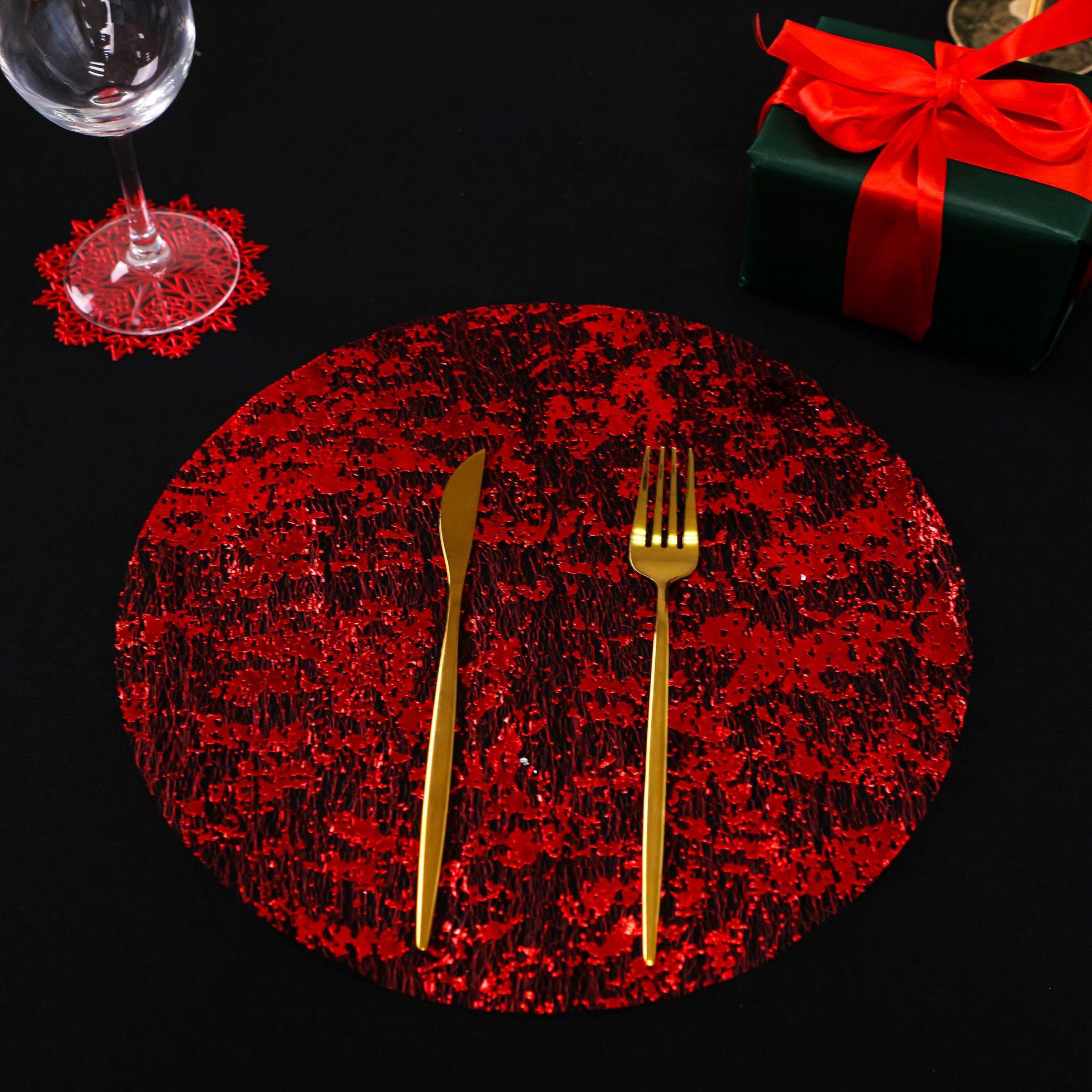 6Pcs Hot Stamping Mesh Placemats Round Table Mats Wedding Holiday Banquet Decoration Silver
6Pcs Hot Stamping Mesh Placemats Round Table Mats Wedding Holiday Banquet Decoration Silver