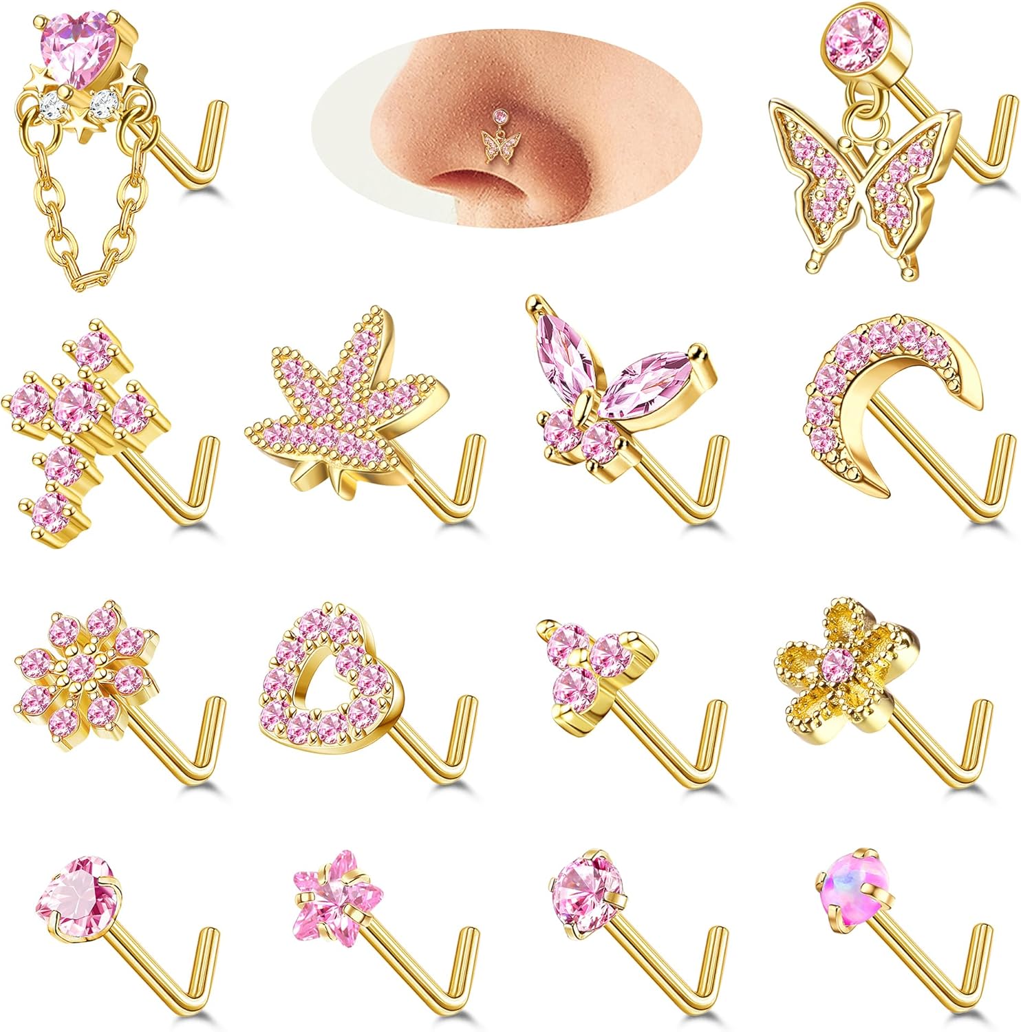 Bobisty 14Pcs Stainless Steel Nose Rings Nose Studs for Women 20G L Shaped CZ Opal Dangle Nose Piercing Jewelry Curved barbell&Nose Rings & Studs&Face
Bobisty 14Pcs Stainless Steel Nose Rings Nose Studs for Women 20G L Shaped CZ Opal Dangle Nose Piercing Jewelry Curved barbell&Nose Rings & Studs&Face