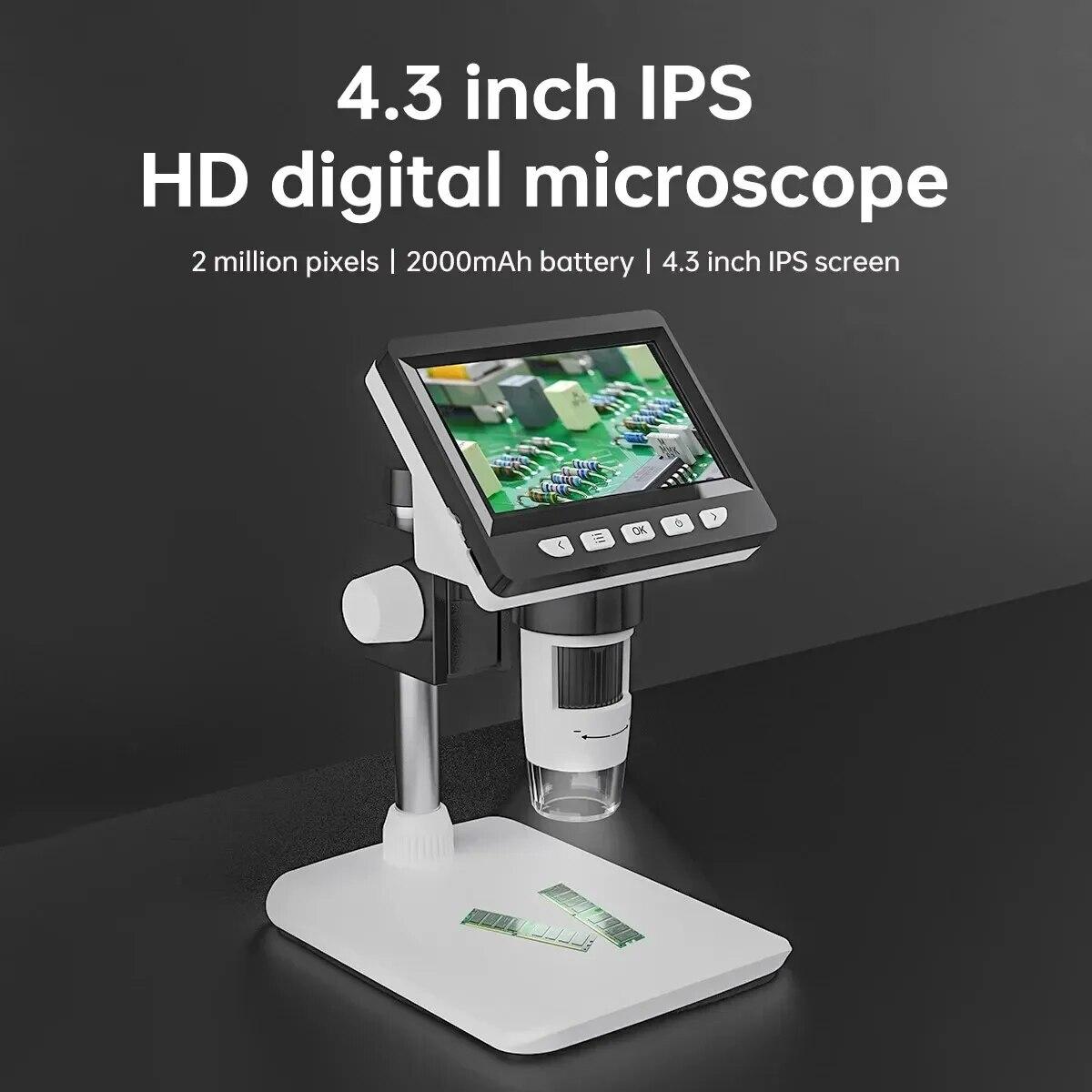 Hot Sell 1080P Digital Microscope 50-1000x Coin Microscopio 2000mAh Microscope For Electronics Repair PCB PC Laptop 4.3 Inch
Hot Sell 1080P Digital Microscope 50-1000x Coin Microscopio 2000mAh Microscope For Electronics Repair PCB PC Laptop 4.3 Inch