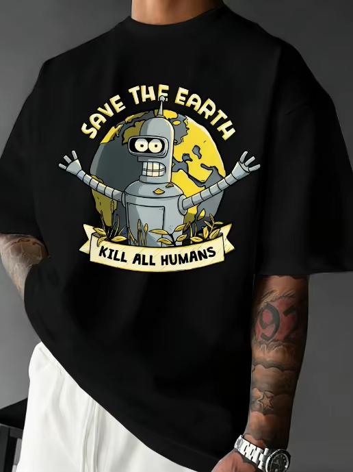 2026 Spring/Summer Save The Planet Kill All Humans Funny Robot Printed Cotton T-shirt Y2K Casual Street Short Sleeved T-shirt 5XL різнокольоровий
2026 Spring/Summer Save The Planet Kill All Humans Funny Robot Printed Cotton T-shirt Y2K Casual Street Short Sleeved T-shirt 5XL різнокольоровий