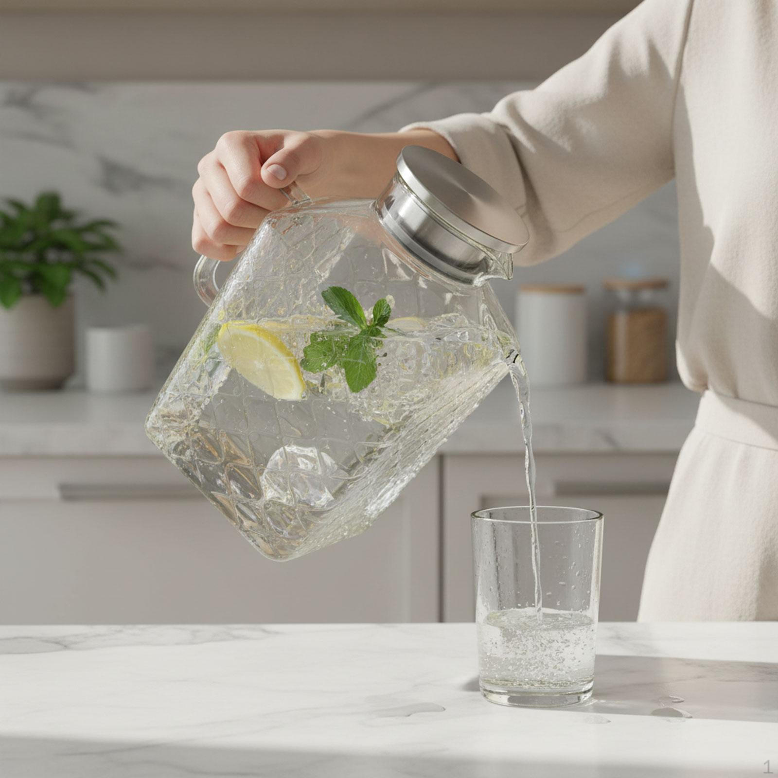 3800ml Glass Water Pitcher, Airtight, Ideal for Cold Drinks, And Water, Coffee Other Silver Handle
3800ml Glass Water Pitcher, Airtight, Ideal for Cold Drinks, And Water, Coffee Other Silver Handle