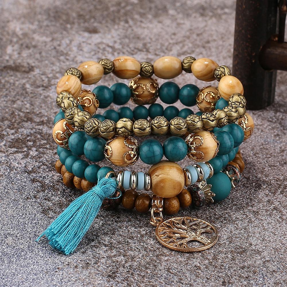 Boho Tree Of Life Bracelet Set For Women Fashion Tassels Charm Wooden Beads Elastic Chain Bangle Girl Trendy Party Jewelry
Boho Tree Of Life Bracelet Set For Women Fashion Tassels Charm Wooden Beads Elastic Chain Bangle Girl Trendy Party Jewelry
