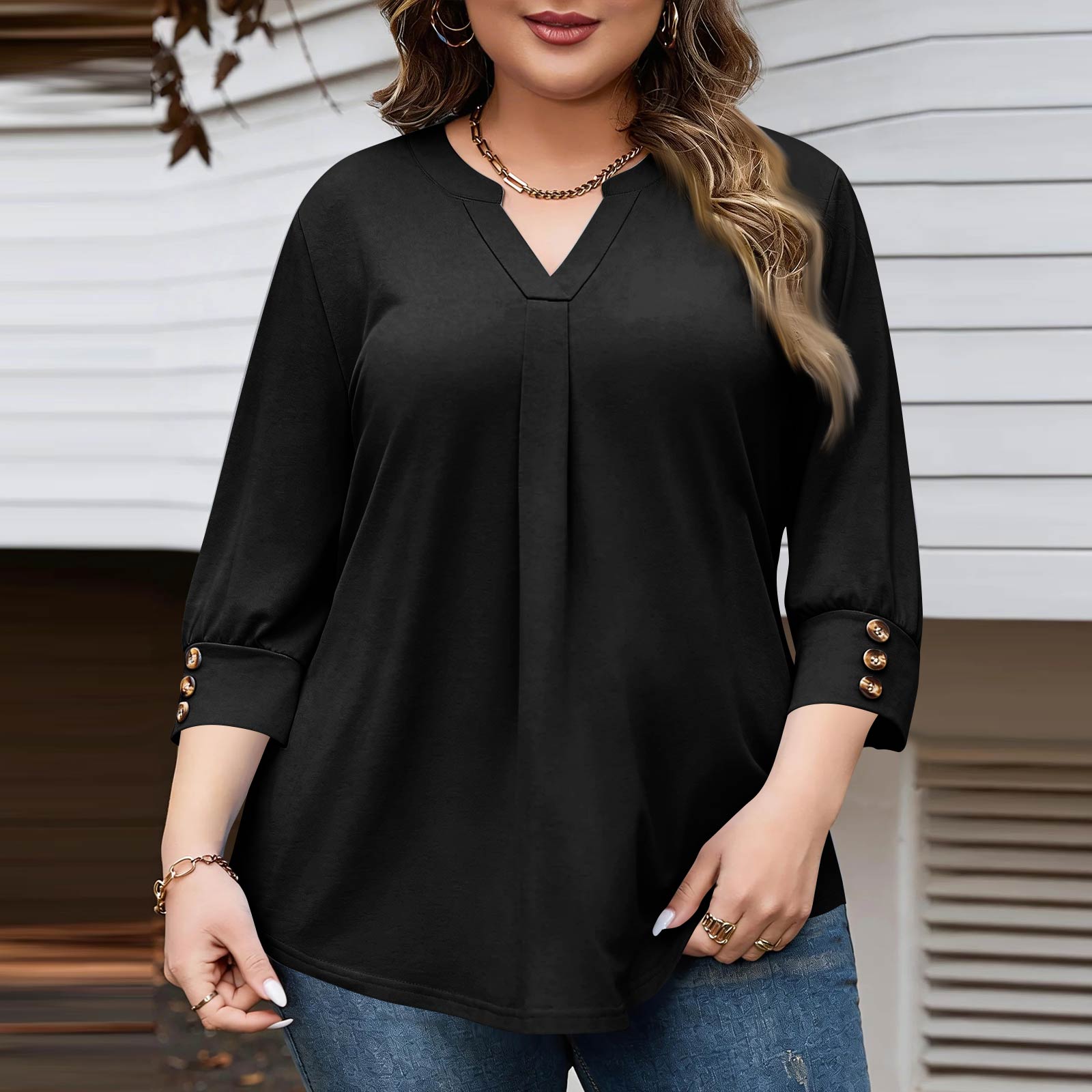 Womens Spring Tops V Neck 3/4 Sleeve Summer Shirts for Women Casual Loose Fit Blouse Womens Summer Shirts Dressy Tops for Women XXL чорний
Womens Spring Tops V Neck 3/4 Sleeve Summer Shirts for Women Casual Loose Fit Blouse Womens Summer Shirts Dressy Tops for Women XXL чорний