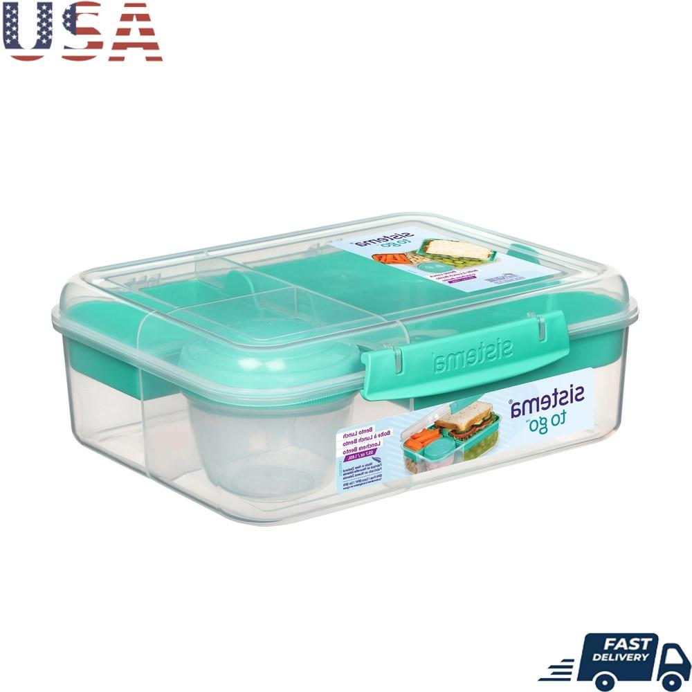 Plastic Bento Lunch Box with Yogurt Pot Microwave Safe Freezer Safe Stackable Easy Locking Clip Multiple Compartments Teal United States
Plastic Bento Lunch Box with Yogurt Pot Microwave Safe Freezer Safe Stackable Easy Locking Clip Multiple Compartments Teal United States