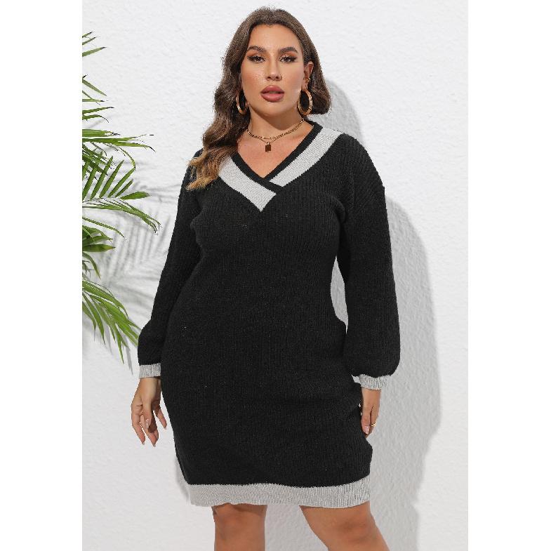 Женское платье большого размера, женская одежда, машинная вязка, свитер с V-образным вырезом, колор-блок, пэчворк, облегающее платье-свитер 3XL чёрный
Женское платье большого размера, женская одежда, машинная вязка, свитер с V-образным вырезом, колор-блок, пэчворк, облегающее платье-свитер 3XL чёрный