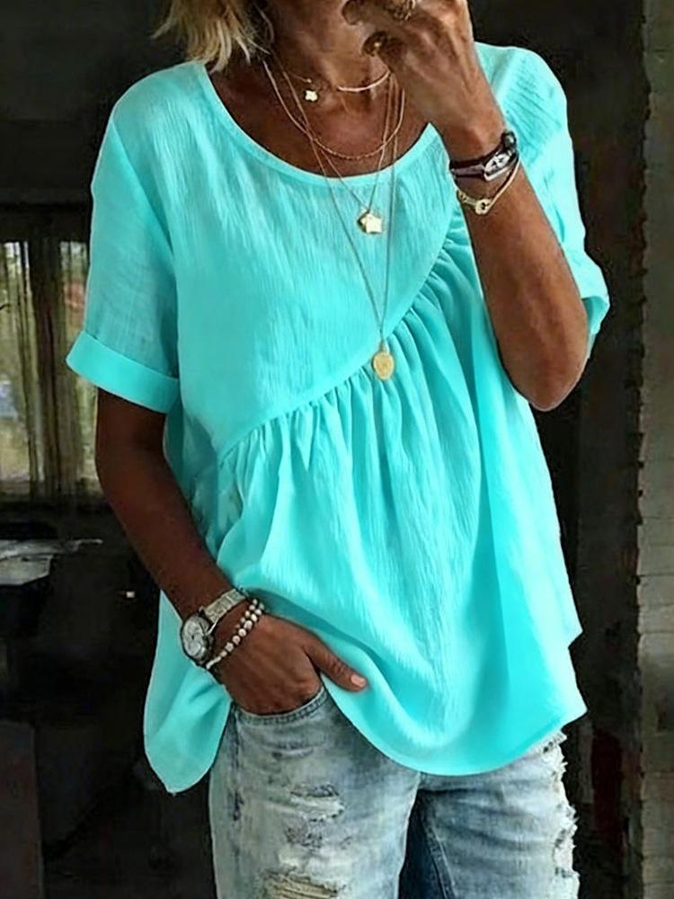 Women s Round Neck Short Sleeve Blouse with Front Button Detail, Casual Loose Fit Top for Daily Wear XXXL небо синє кольору
Women s Round Neck Short Sleeve Blouse with Front Button Detail, Casual Loose Fit Top for Daily Wear XXXL небо синє кольору
