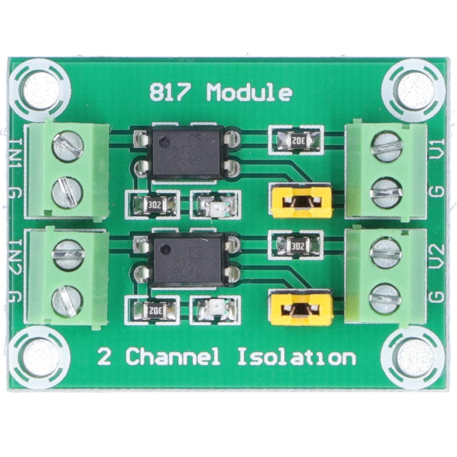 817 Optocoupler Anti Jamming Lightweight Portable 2 Channel Optocoupler Isolation Board
817 Optocoupler Anti Jamming Lightweight Portable 2 Channel Optocoupler Isolation Board