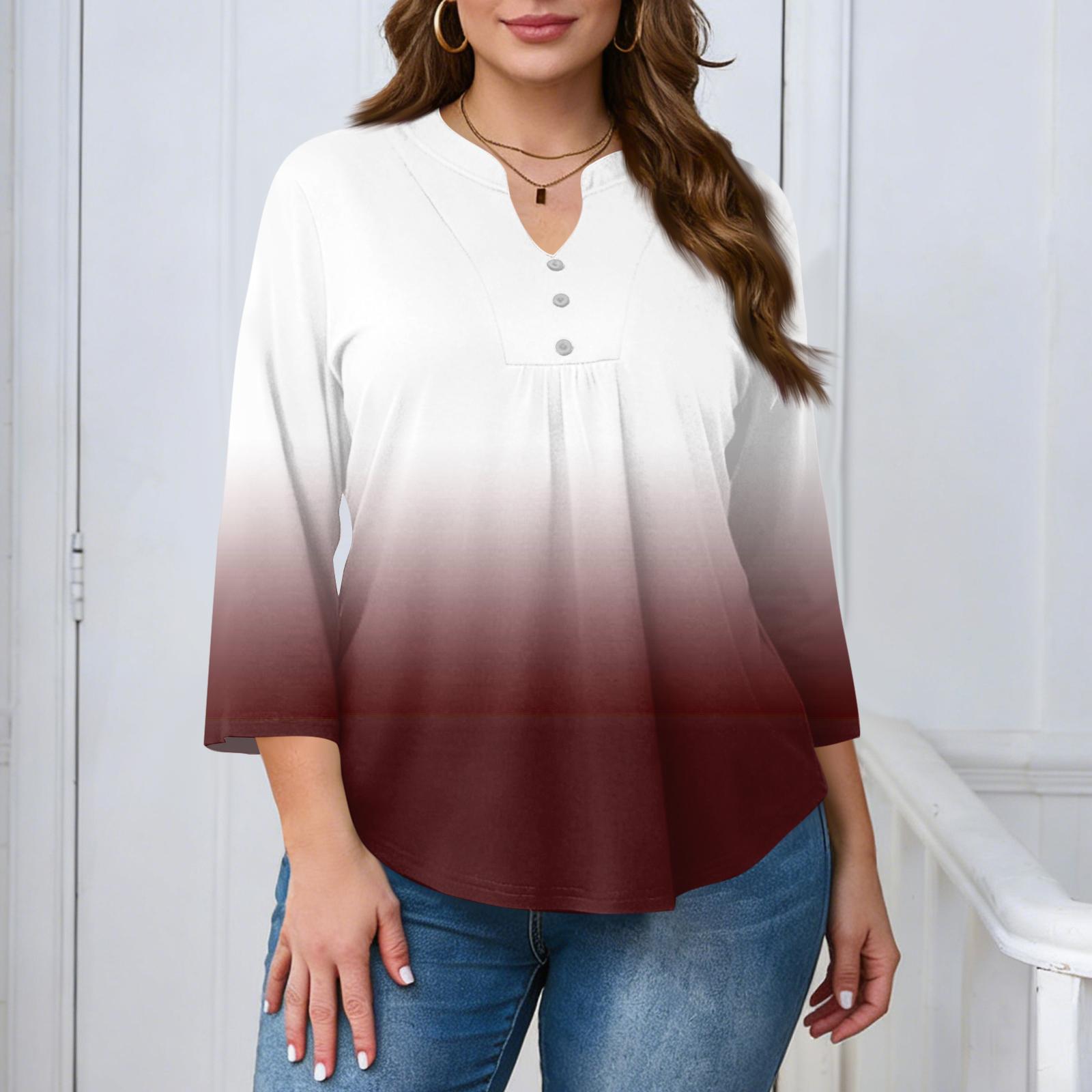 Womens Plus Size V Neck Three Quarter Sleeve Button Front Loose Fit Casual Tunic Top for Everyday Wear XXXXL кавовий
Womens Plus Size V Neck Three Quarter Sleeve Button Front Loose Fit Casual Tunic Top for Everyday Wear XXXXL кавовий