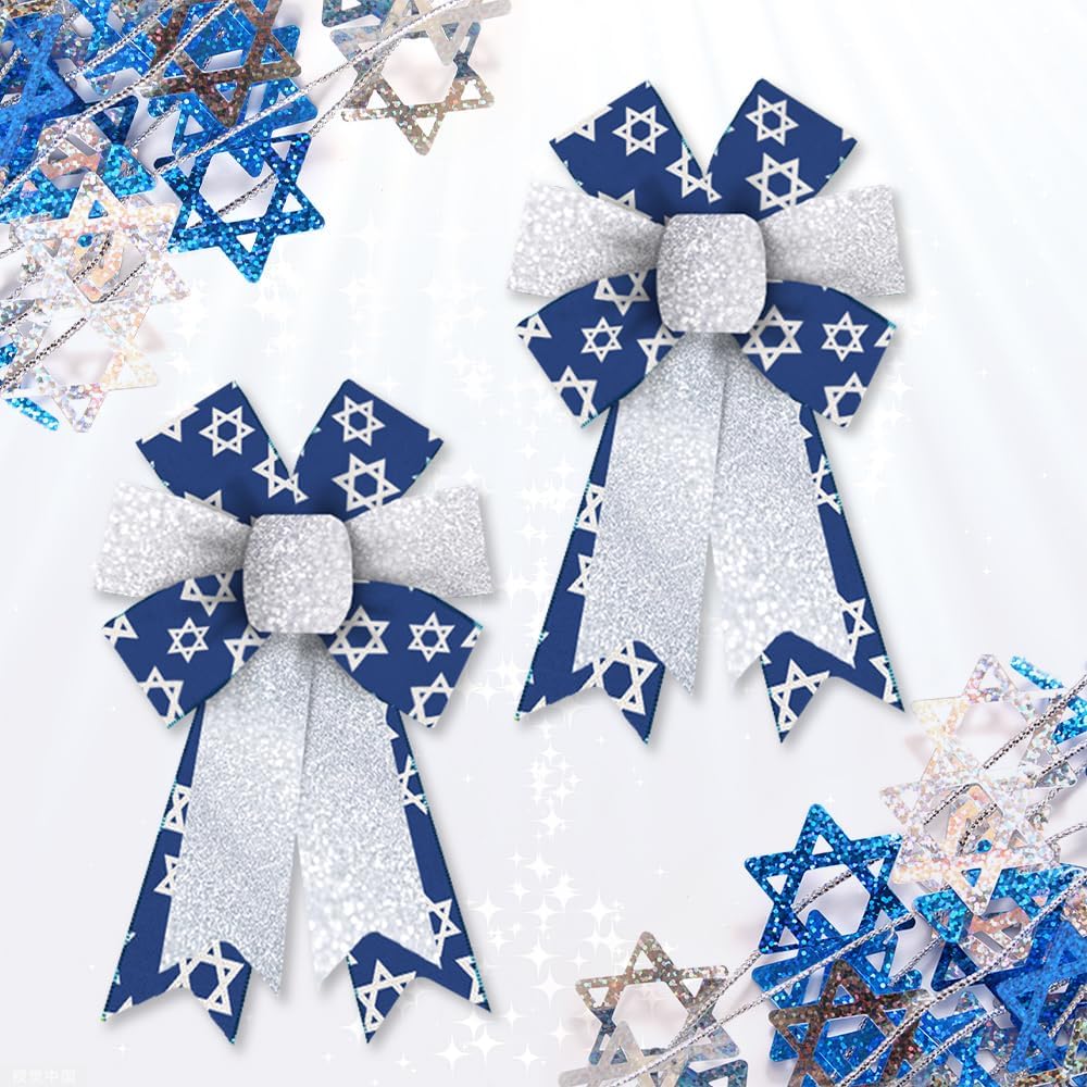 2Pcs Hanukkah Bows for Wreath Sliver Blue Burlap Bows Je Festival Ornaments Star of David Bows for Front Door Chanukah Decor 12.99 x 8.46 in
2Pcs Hanukkah Bows for Wreath Sliver Blue Burlap Bows Je Festival Ornaments Star of David Bows for Front Door Chanukah Decor 12.99 x 8.46 in
