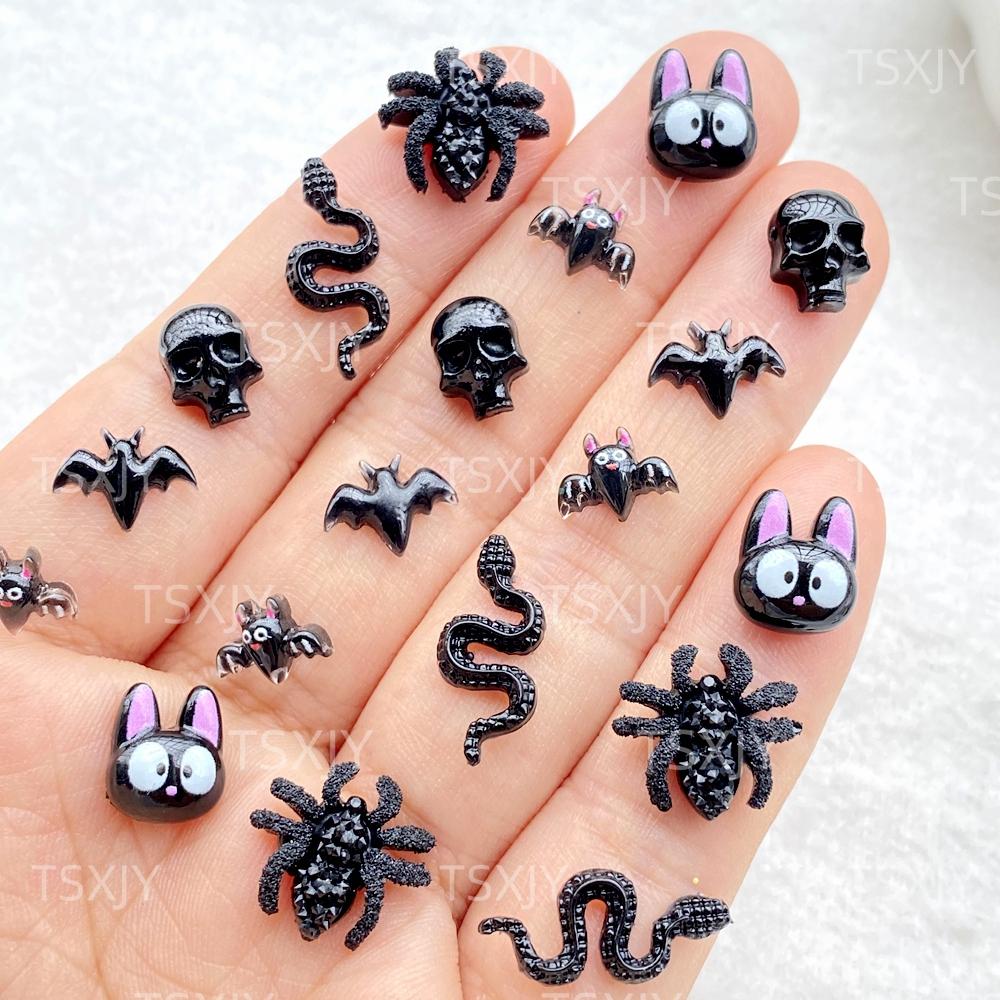 50Pcs Mixed Nail Art Cute Mini Halloween skull, bat, spider, black snake Charms Rhinestones DIY Craft For Nail 3D Decorations
50Pcs Mixed Nail Art Cute Mini Halloween skull, bat, spider, black snake Charms Rhinestones DIY Craft For Nail 3D Decorations