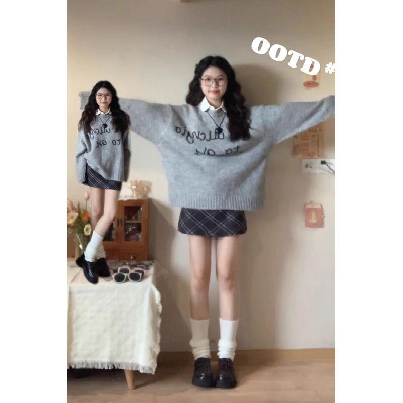 American Retro Letter Jacquard Gray Sweater Female Fall and Winter Loose Outer Wear Idle Style round Neck Soft Glutinous Knitting Tops Gray S
American Retro Letter Jacquard Gray Sweater Female Fall and Winter Loose Outer Wear Idle Style round Neck Soft Glutinous Knitting Tops Gray S