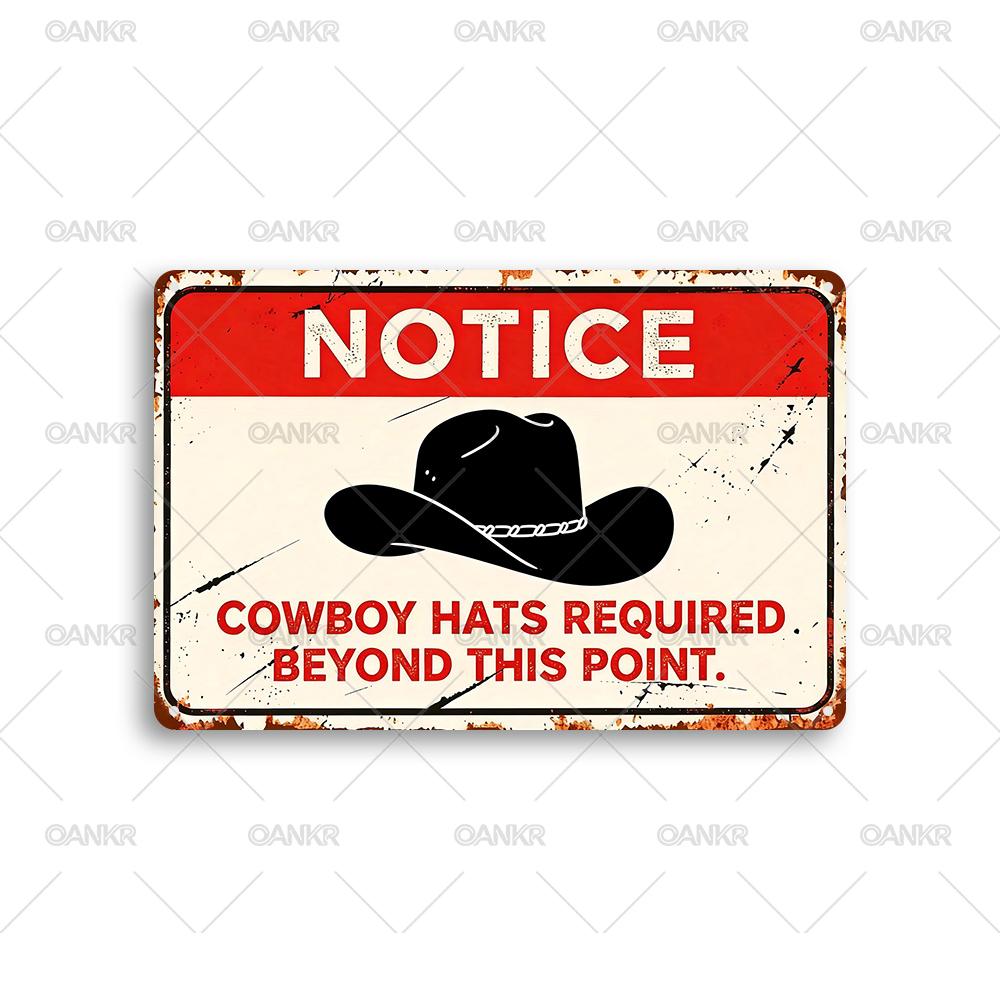 Vintage Warning Poster Metal Tin Sign Notice Cowboy Hats Required Beyond This Point Metal Signs for Man Cave Home Wall Decor 20x30cm(7.8x11.8inch)
Vintage Warning Poster Metal Tin Sign Notice Cowboy Hats Required Beyond This Point Metal Signs for Man Cave Home Wall Decor 20x30cm(7.8x11.8inch)