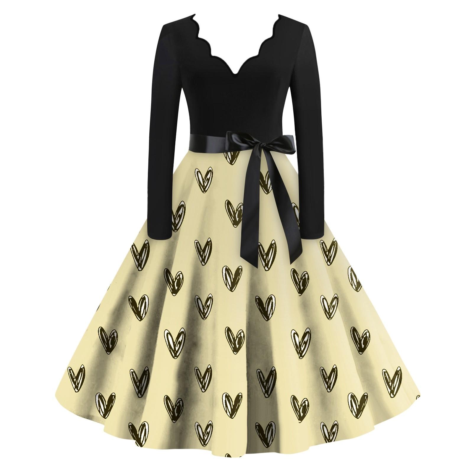 Женское повседневное модное платье с V-образным вырезом и длинными рукавами в стиле ретро с принтом «любовь» S жёлтый
Женское повседневное модное платье с V-образным вырезом и длинными рукавами в стиле ретро с принтом «любовь» S жёлтый