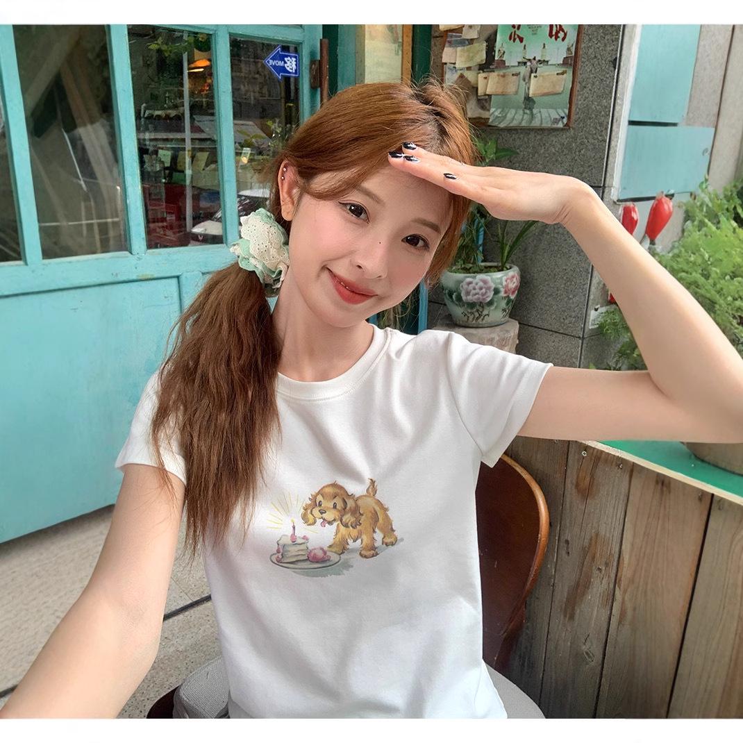 Korean Cartoon Puppy Birthday Cake Graphic Slimming Tummy-Covering Short Sleeve T-Shirt M
Korean Cartoon Puppy Birthday Cake Graphic Slimming Tummy-Covering Short Sleeve T-Shirt M